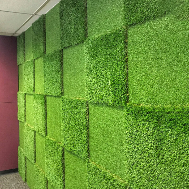 Artificial Grass wall decor using landscape turf along with putting green turf