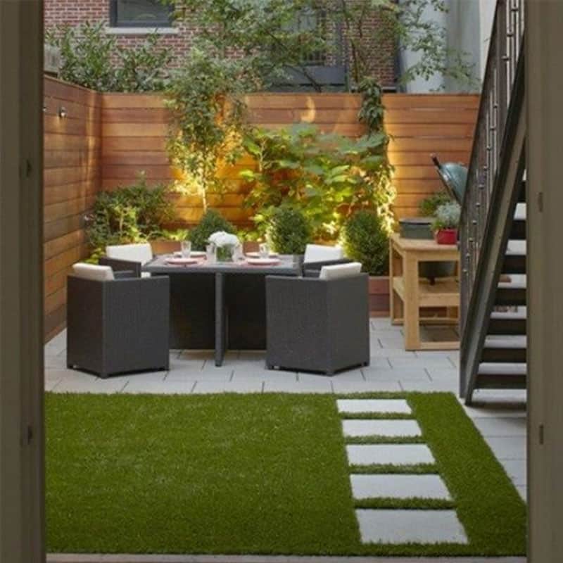 small patio ideas with artificial grass