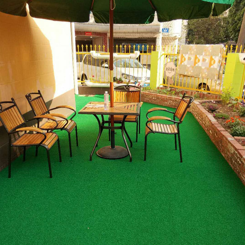 Artificial Grass with Flowerbeds and Outdoor Seating