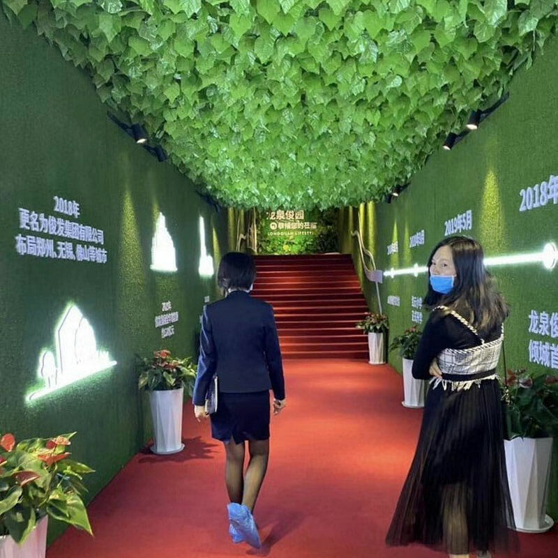 Corridors with Artificial Grass and Green Decor