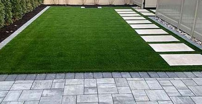 Transforming a Square Backyard With Artificial Grass into a Modern Oasis