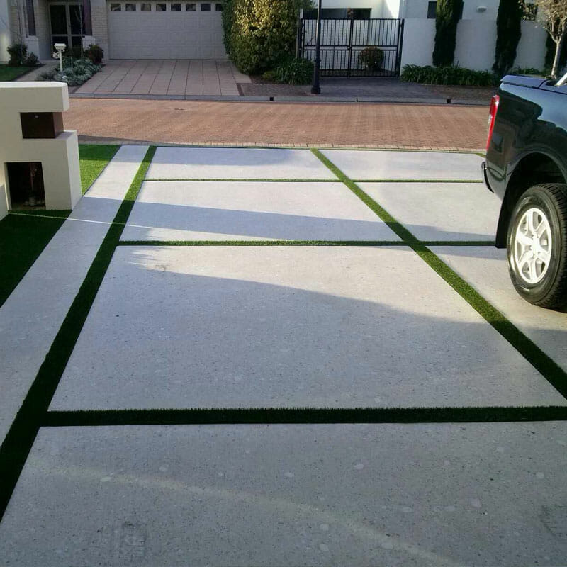 pavers and artificial grass strips