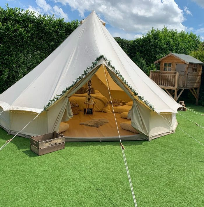 Pitching a tent on artificial grass