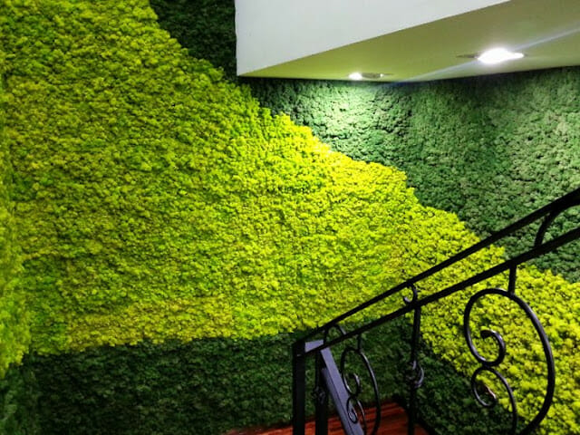 artificial grass backdrop can elevate your staircase area