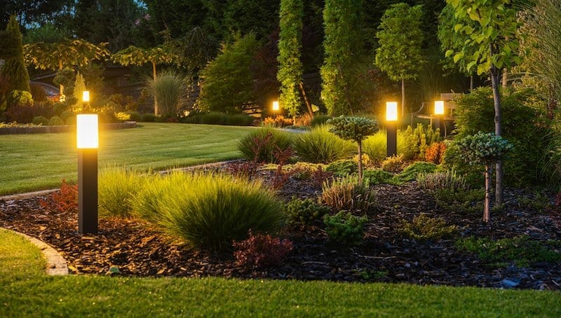 Landscape Design Ideas for Artificial Grass with Lighting for Extended Enjoyment
