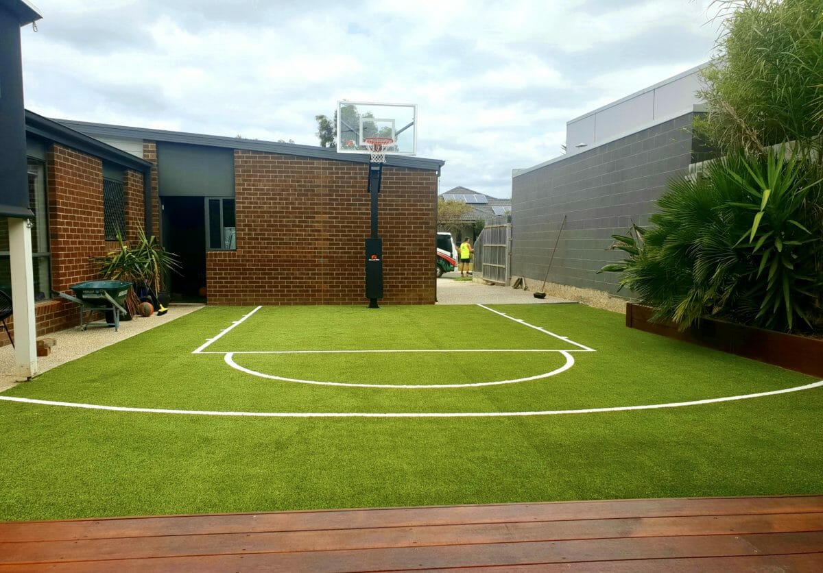 Synthetic grass basketball courts