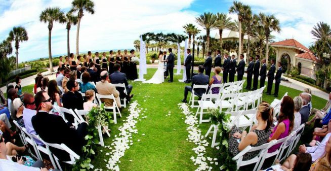 artificial grass wedding aisle