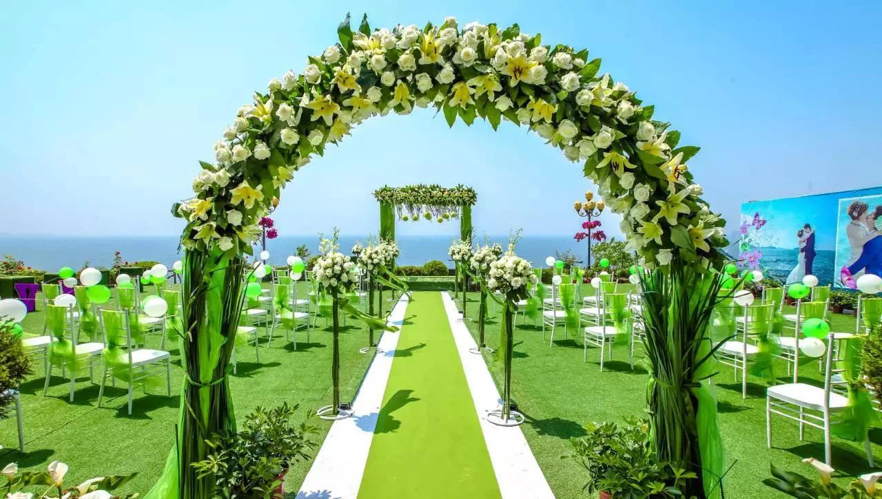 artificial grass wedding aisle