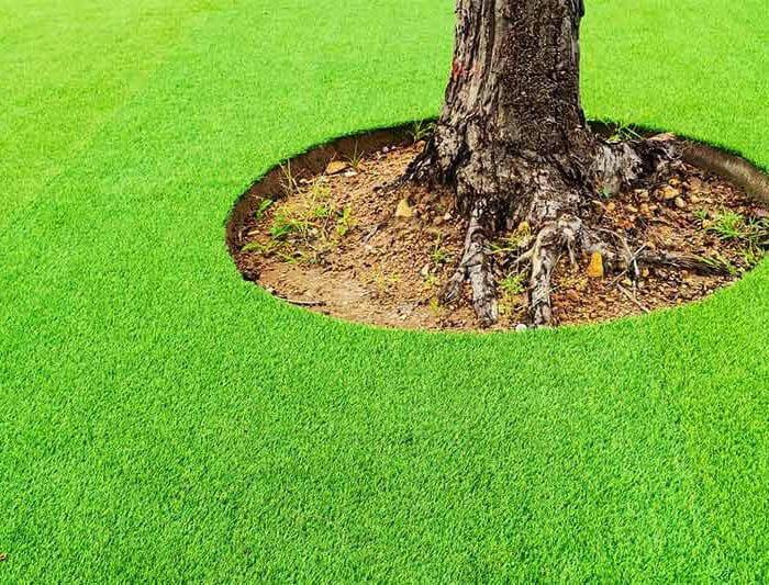 how to cut artificial turf around a tree