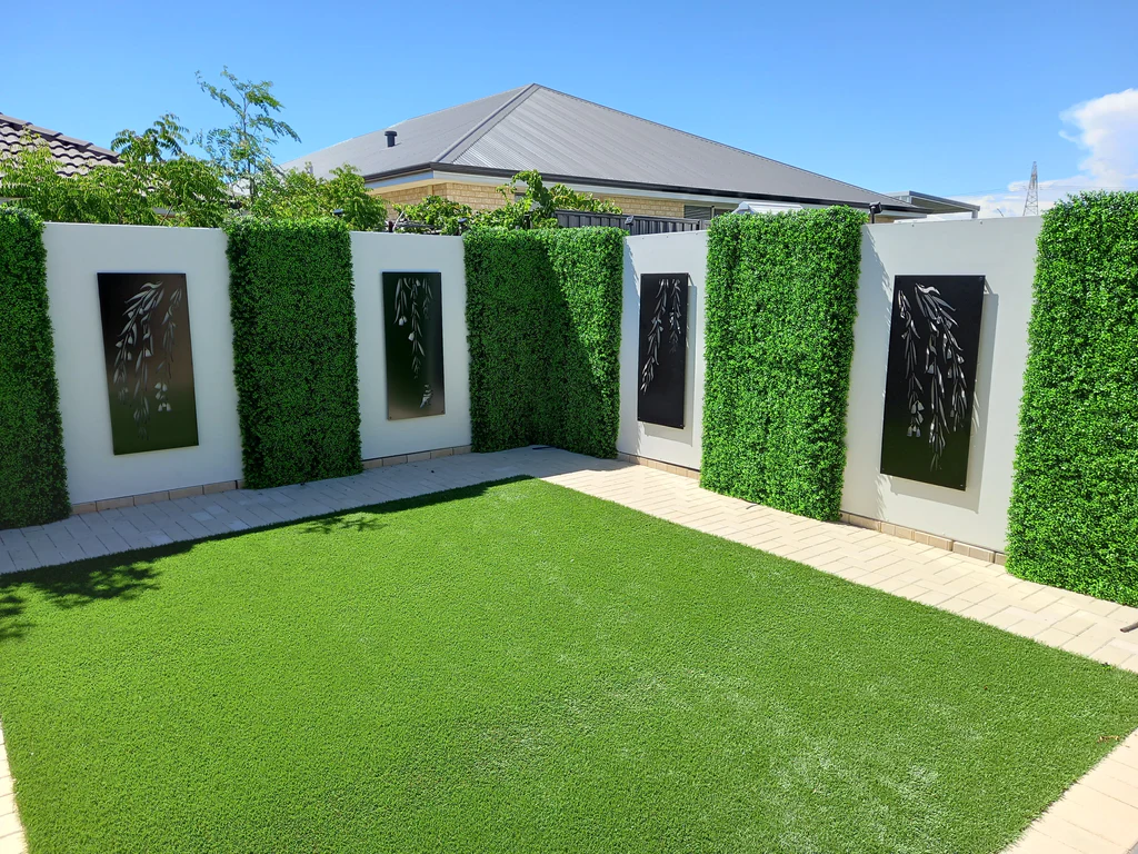vertical garden with artificial grass