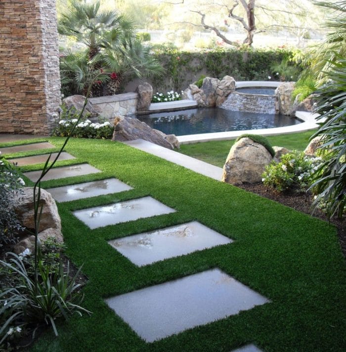 Artificial turf with stepping stones