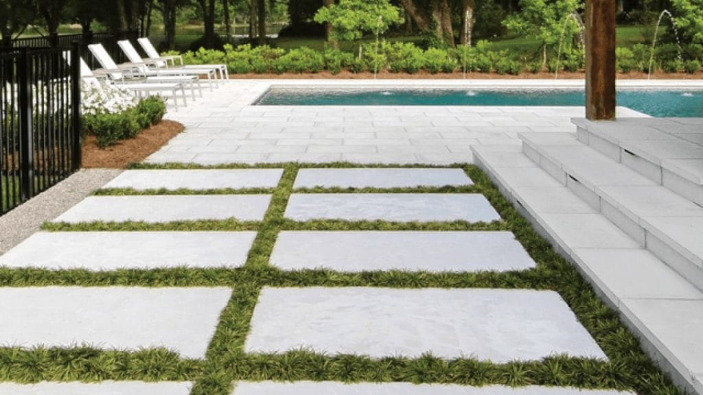 Large pavers with grass in between
