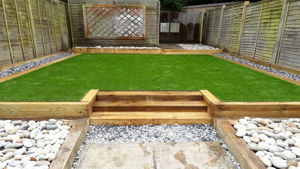 how to lay artificial grass with sleepers