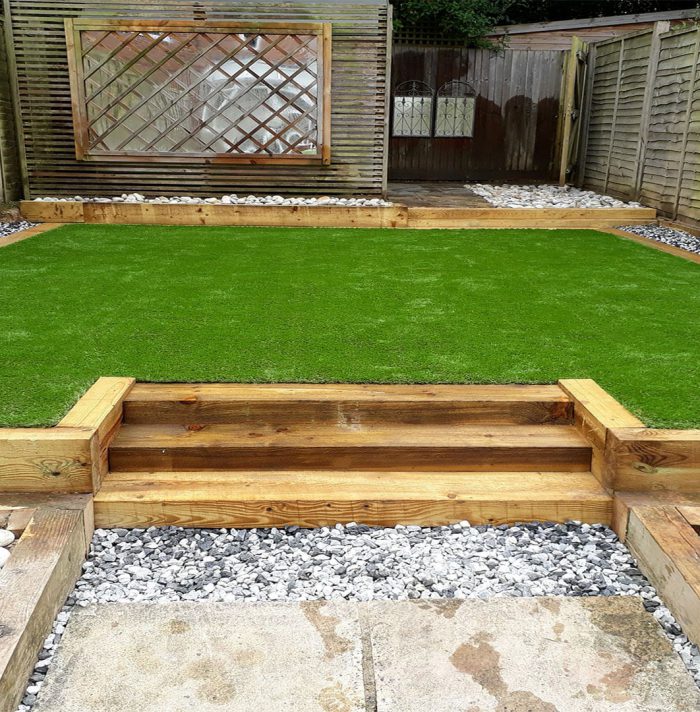 how to lay artificial grass with sleepers