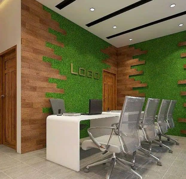 artificial grass wall design for office