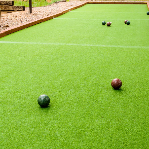 bocce ball court with artificial turf